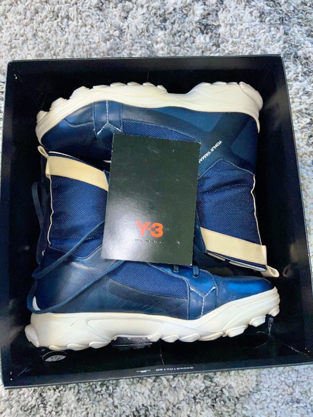 ADIDAS Y-3 by YOHJI YAMAMOTO Size US9 GSG-3 Blue Leather Mesh Combat Boots